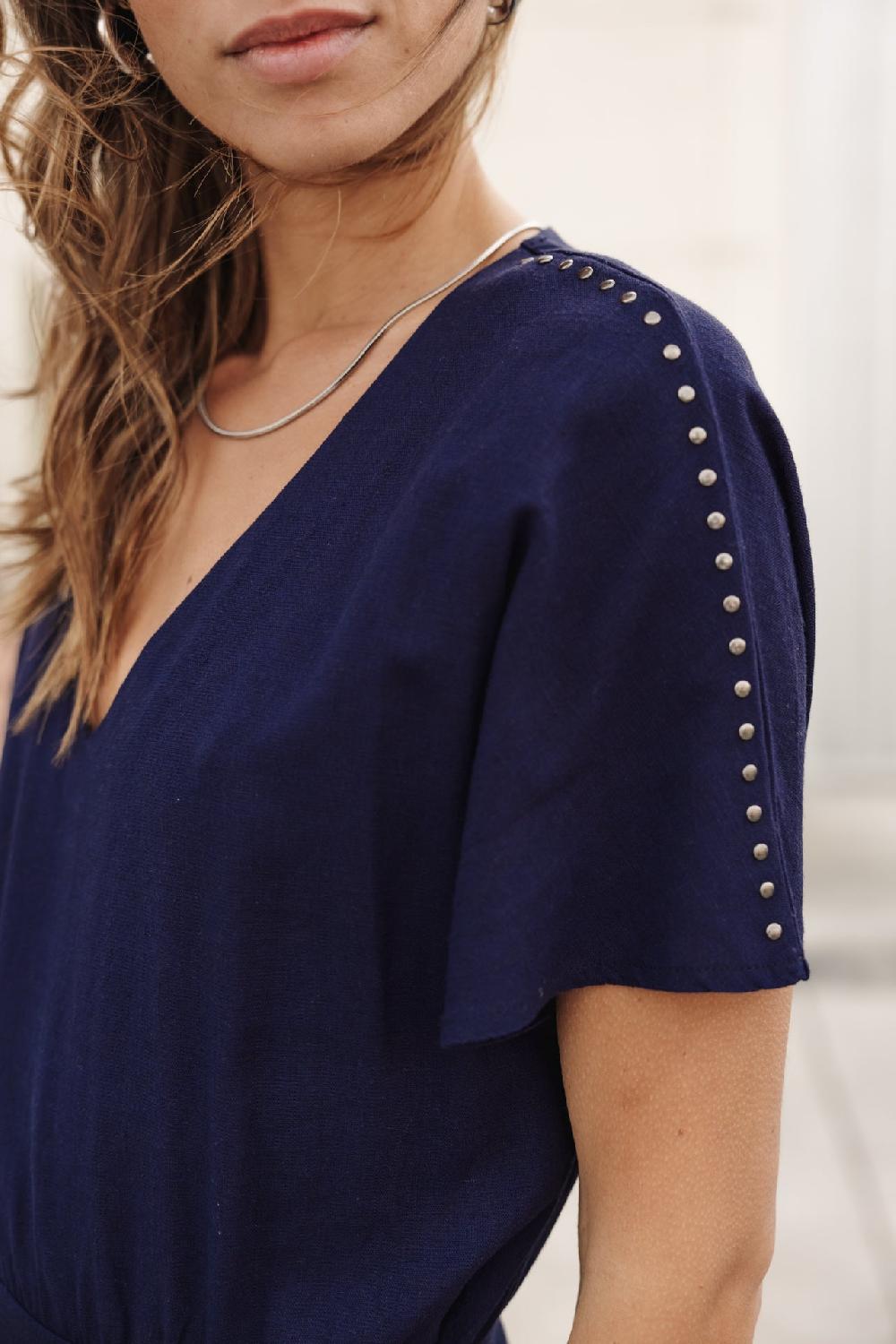 Freeman T. Porter Rushine Linen Robe Effet Portefeuille Femme Peacoat