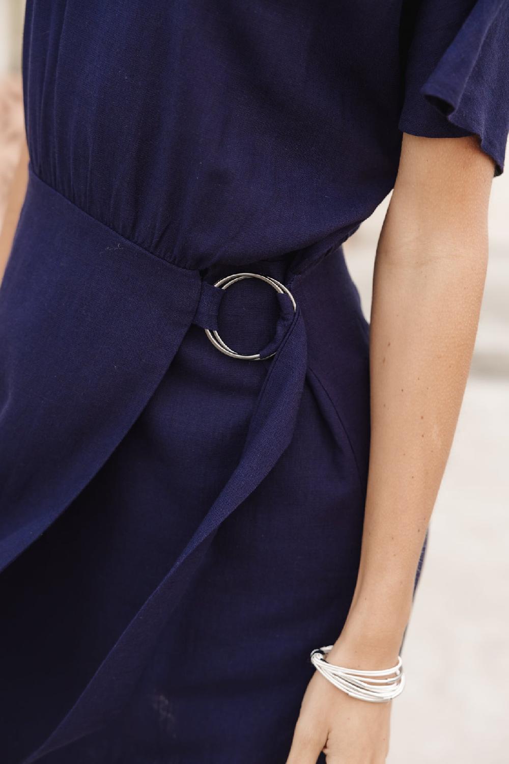 Freeman T. Porter Rushine Linen Robe Effet Portefeuille Femme Peacoat