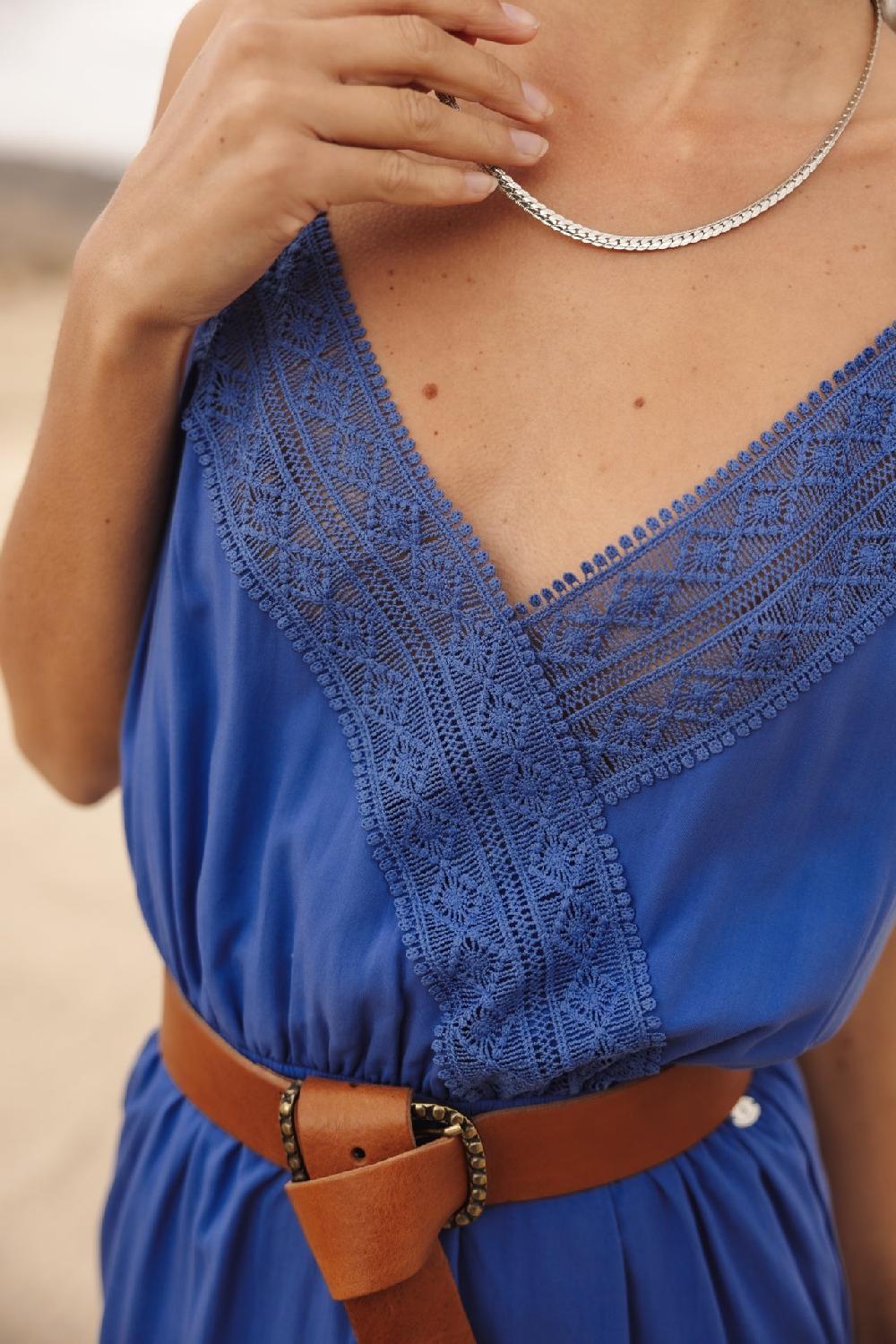 Freeman T. Porter Ruveda Plain Color Robe Bohème Femme Dazzling Blue