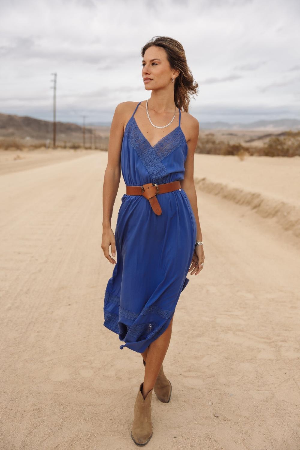 freeman t. porter Ruveda Plain Color Robe bohème Femme dazzling blue