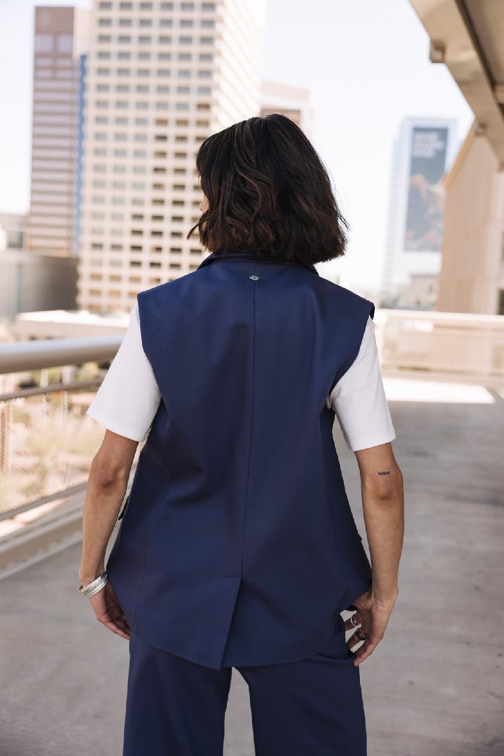 Freeman T. Porter Sandra Polyneo Light Blazer Sans Manches Femme Indigo