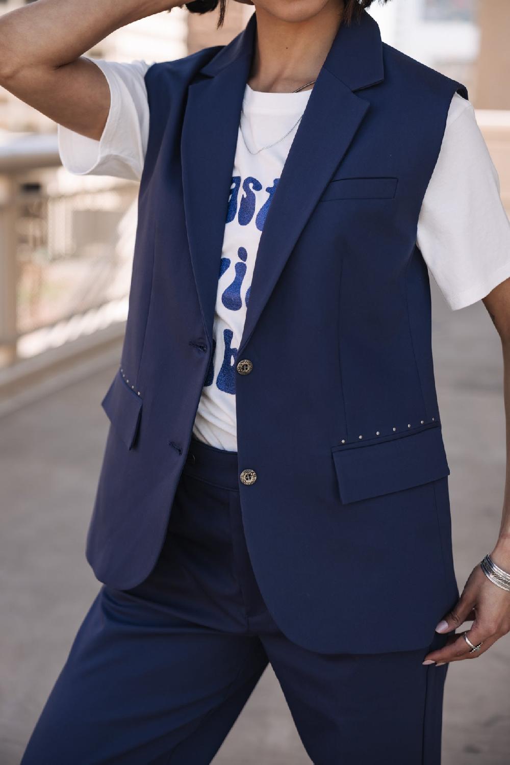 Freeman T. Porter Sandra Polyneo Light Blazer Sans Manches Femme Indigo