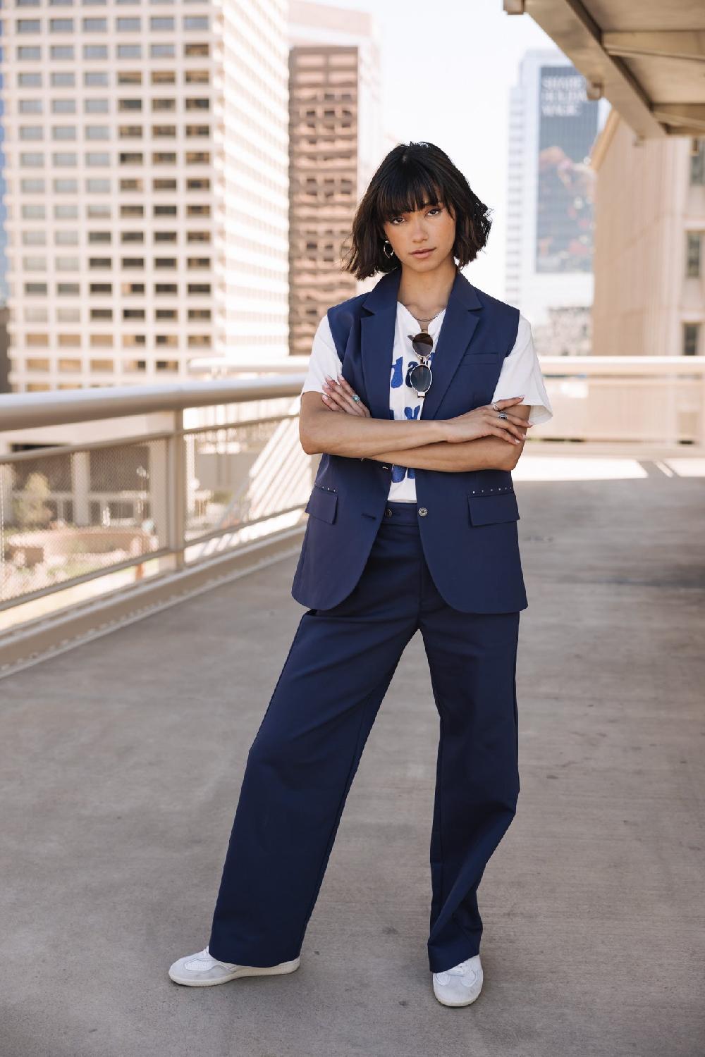 Freeman T. Porter Sandra Polyneo Light Blazer Sans Manches Femme Indigo