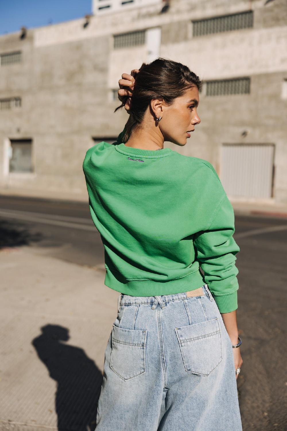 Freeman T. Porter Saudade Hasta La Vista Glitter Sweat Imprimé Femme Deep Mint