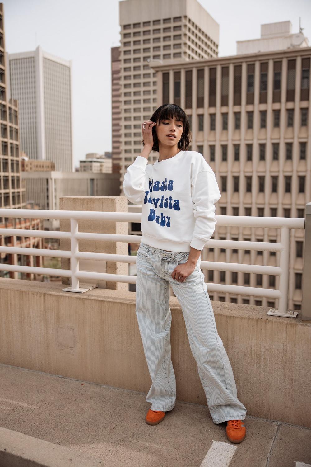 Freeman T. Porter Saudade Hasta La Vista Glitter Sweat Imprimé Femme White