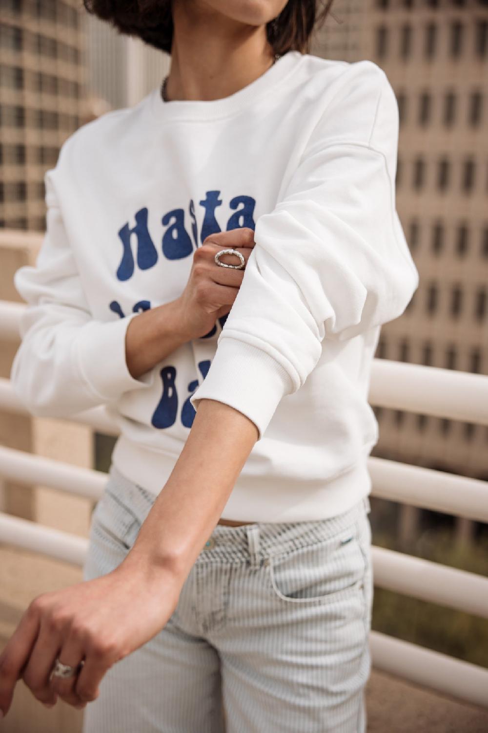 Freeman T. Porter Saudade Hasta La Vista Glitter Sweat Imprimé Femme White