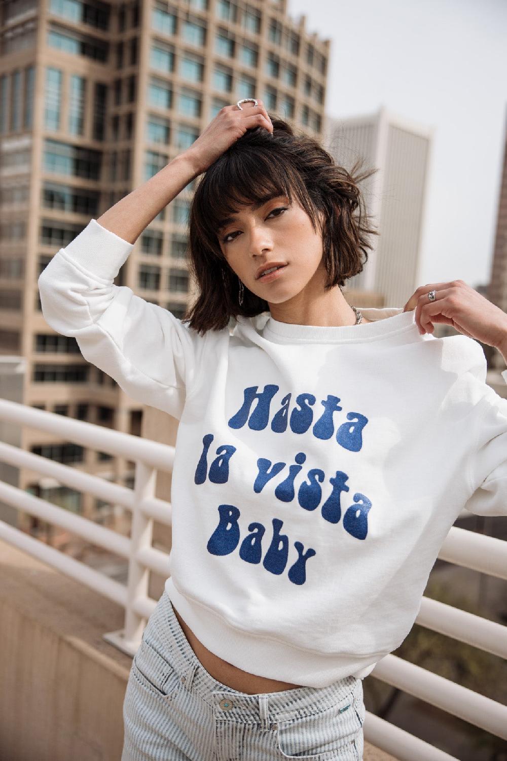 freeman t. porter Saudade Hasta La Vista Glitter Sweat imprimé Femme white