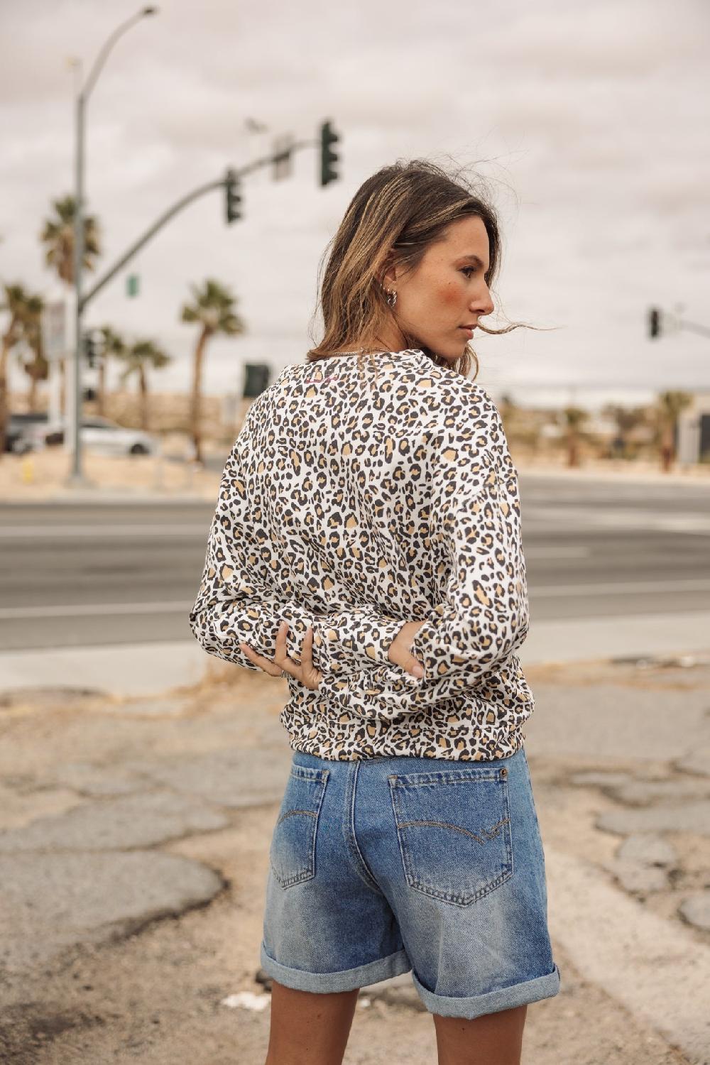 Freeman T. Porter Saudade Leo Glitter Sweat Imprimé Femme Off White