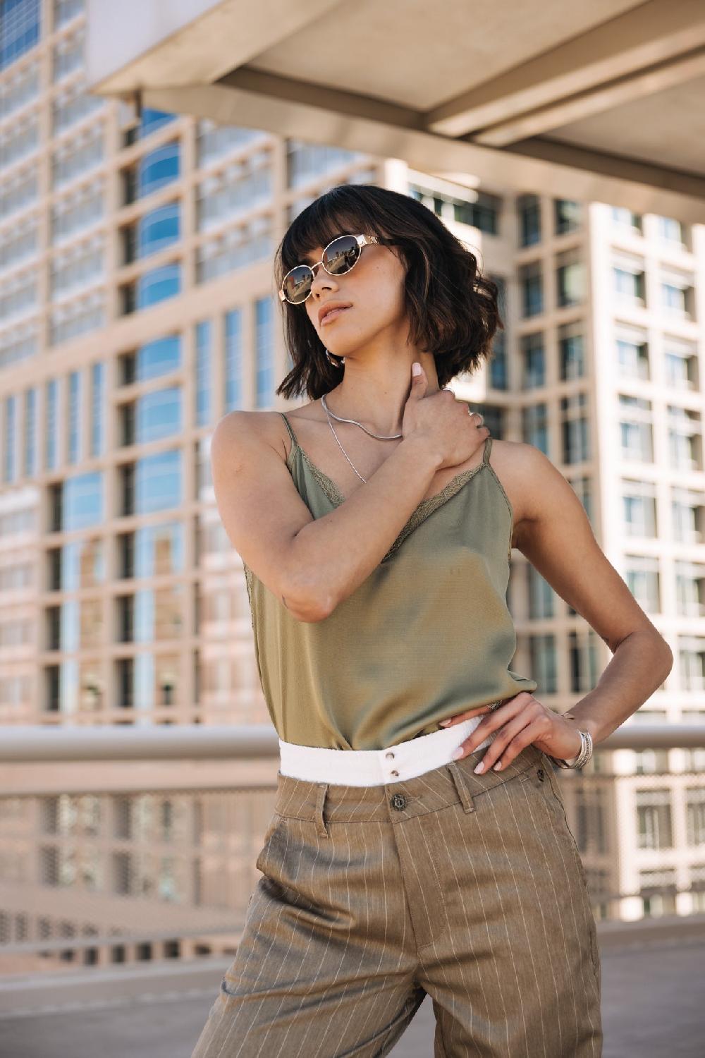 Freeman T. Porter Seliane Plain Top Nuisette Femme Deep Lichen Green