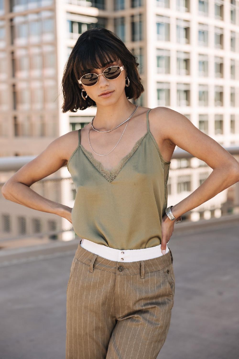 freeman t. porter Seliane Plain Top nuisette Femme deep lichen green