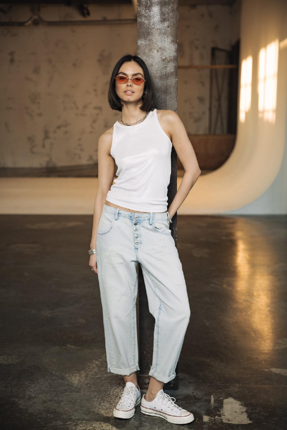 freeman t. porter Sloane Denim Jeans boyfriend droit Femme scoop