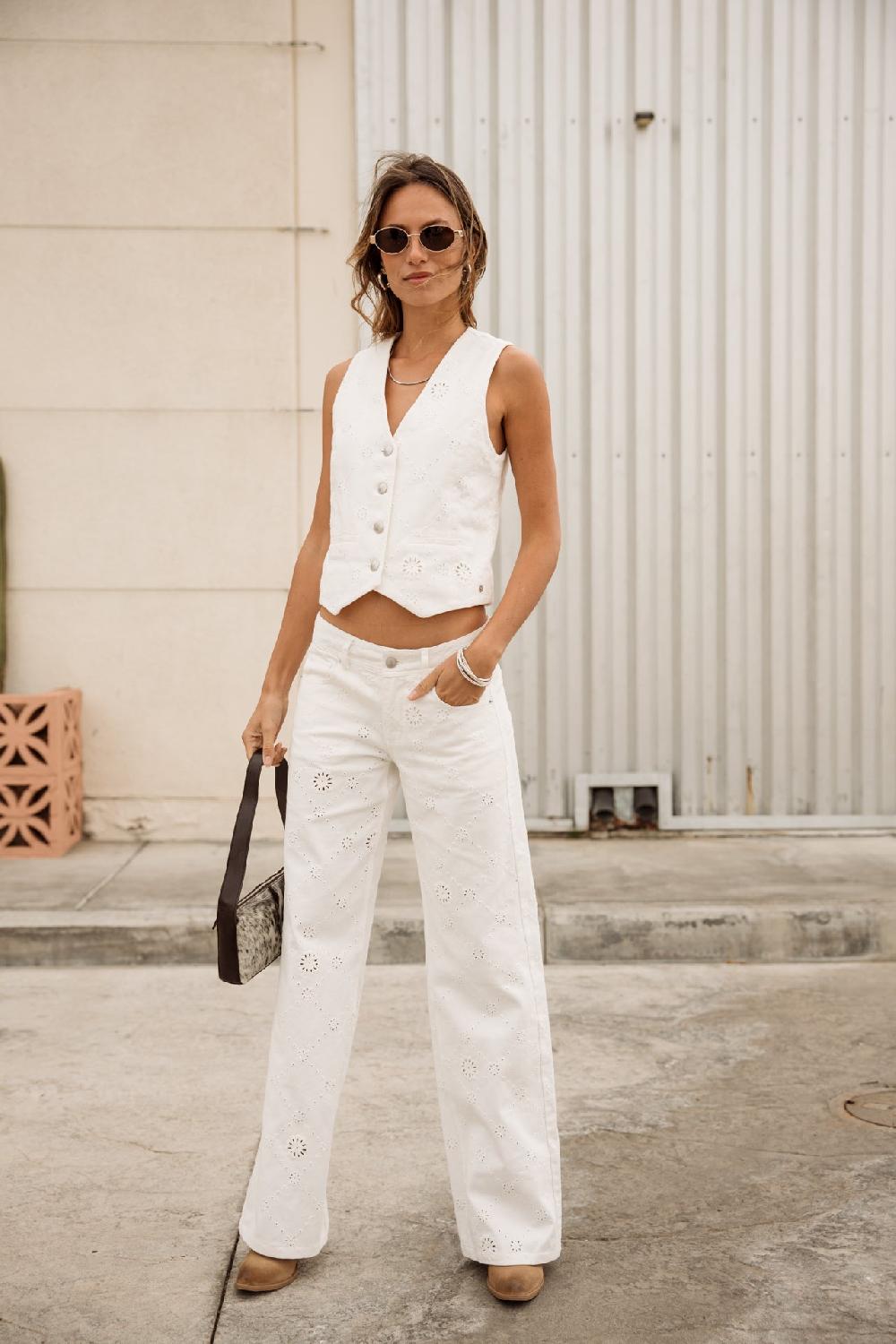 Freeman T. Porter Sofia Boheme Gilet De Costume Femme Bright White