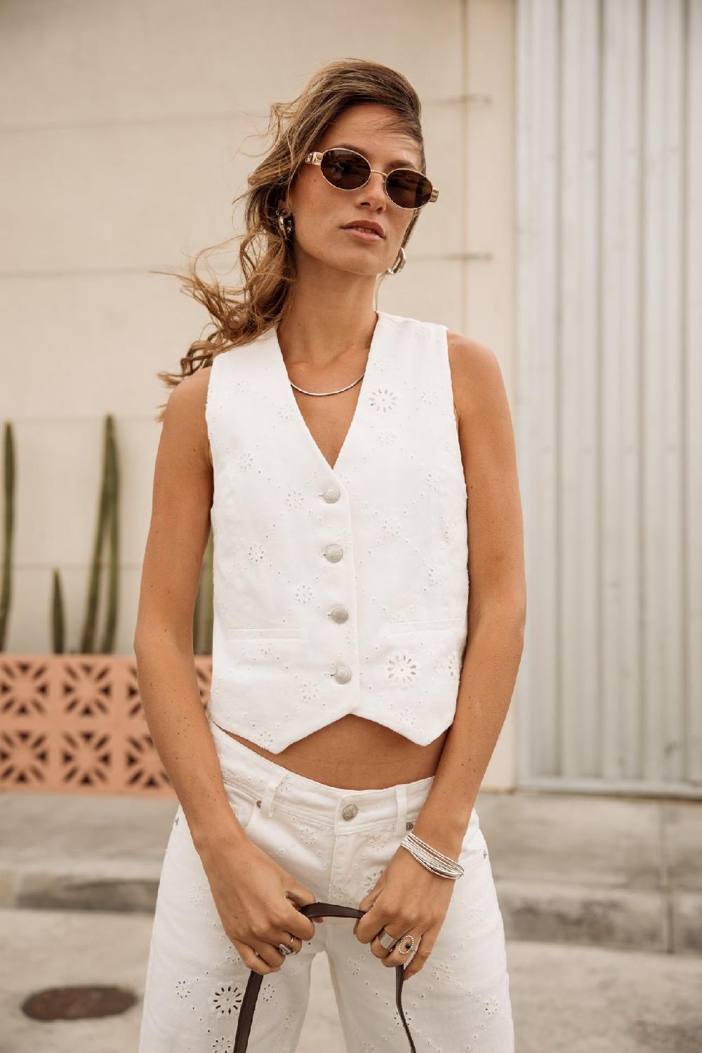 freeman t. porter Sofia Boheme Gilet de costume Femme bright white