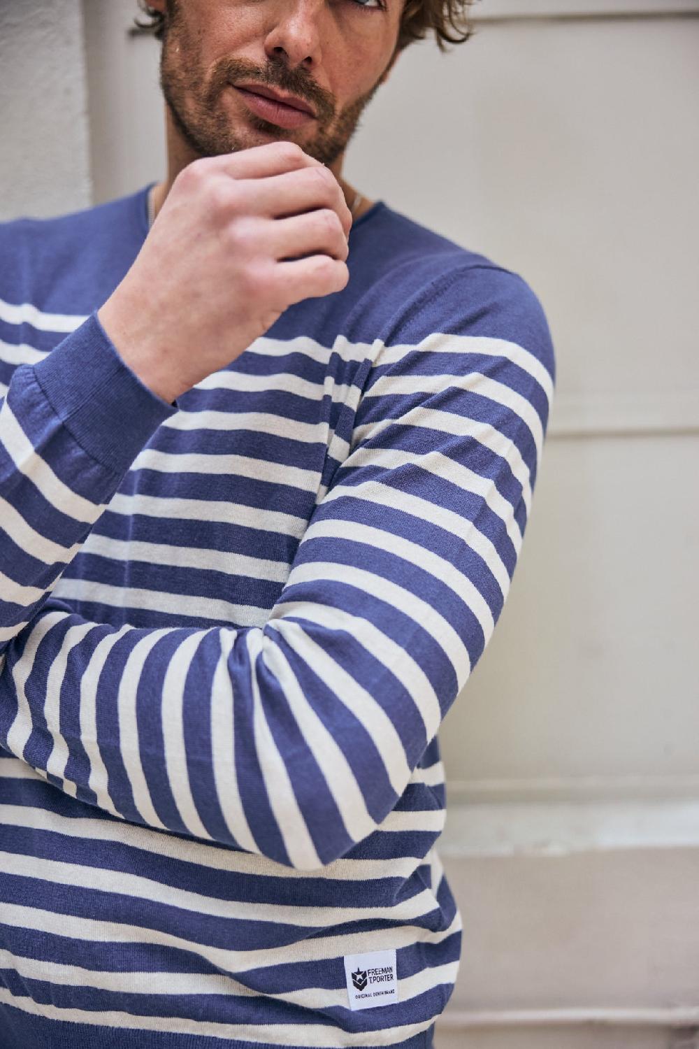 Freeman T. Porter Sonny Argos Pull Col Rond Homme Vintage Indigo