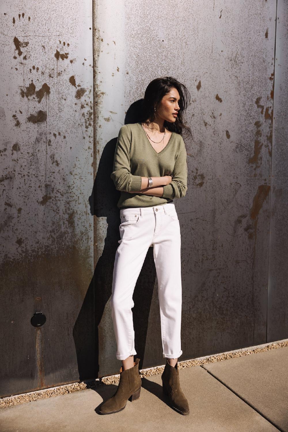 Freeman T. Porter Sophy Andalousia Pantalon Cropped Femme Off White