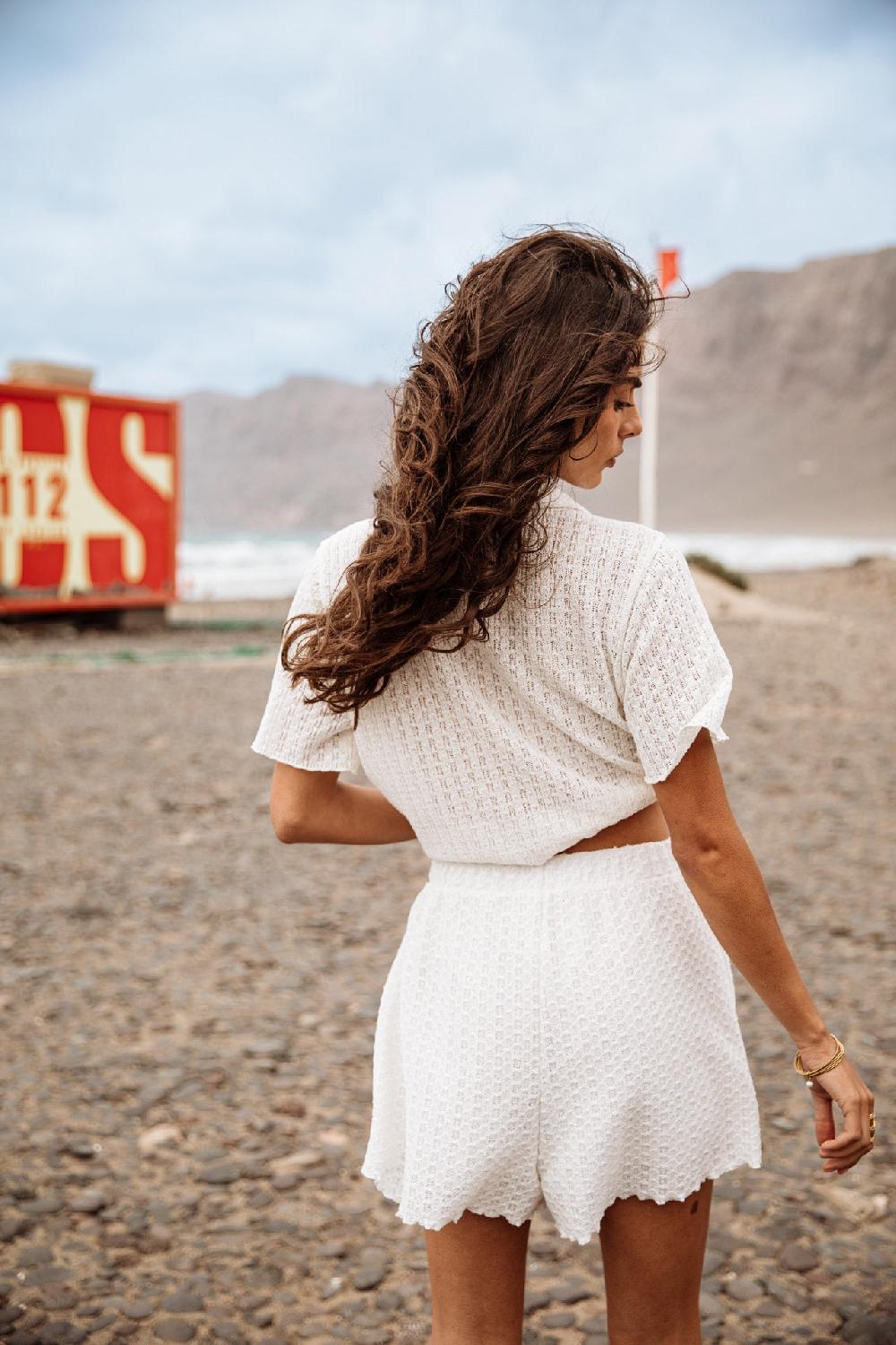 Freeman T. Porter Sorayina Crochet Short Loose Femme Ecru