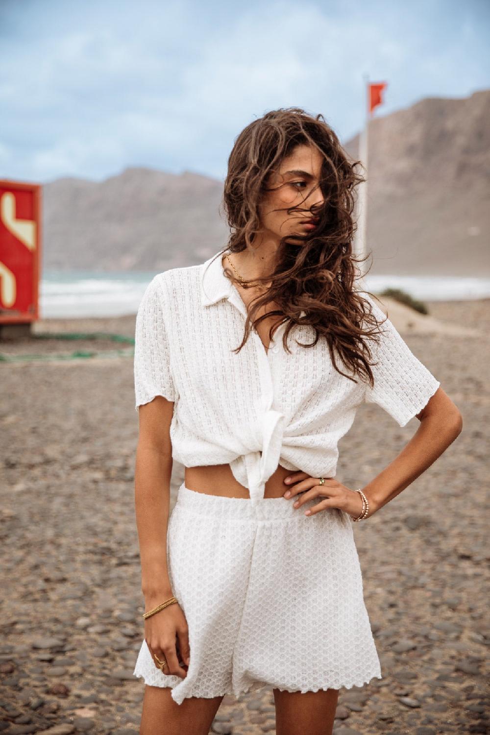 Freeman T. Porter Sorayina Crochet Short Loose Femme Ecru