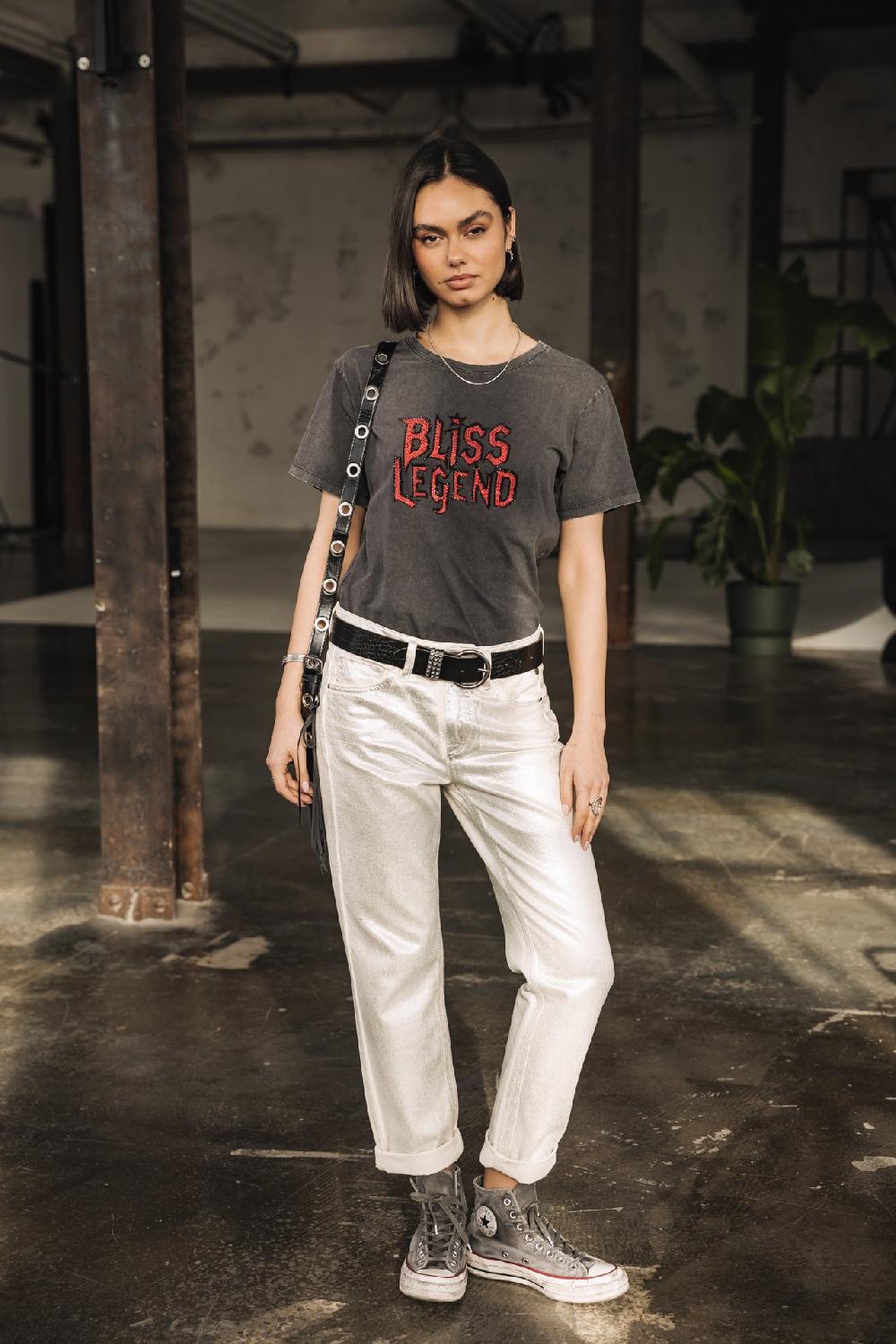 Freeman T. Porter Suria Bliss Legend T-shirt Imprimé à Strass Femme Carbone