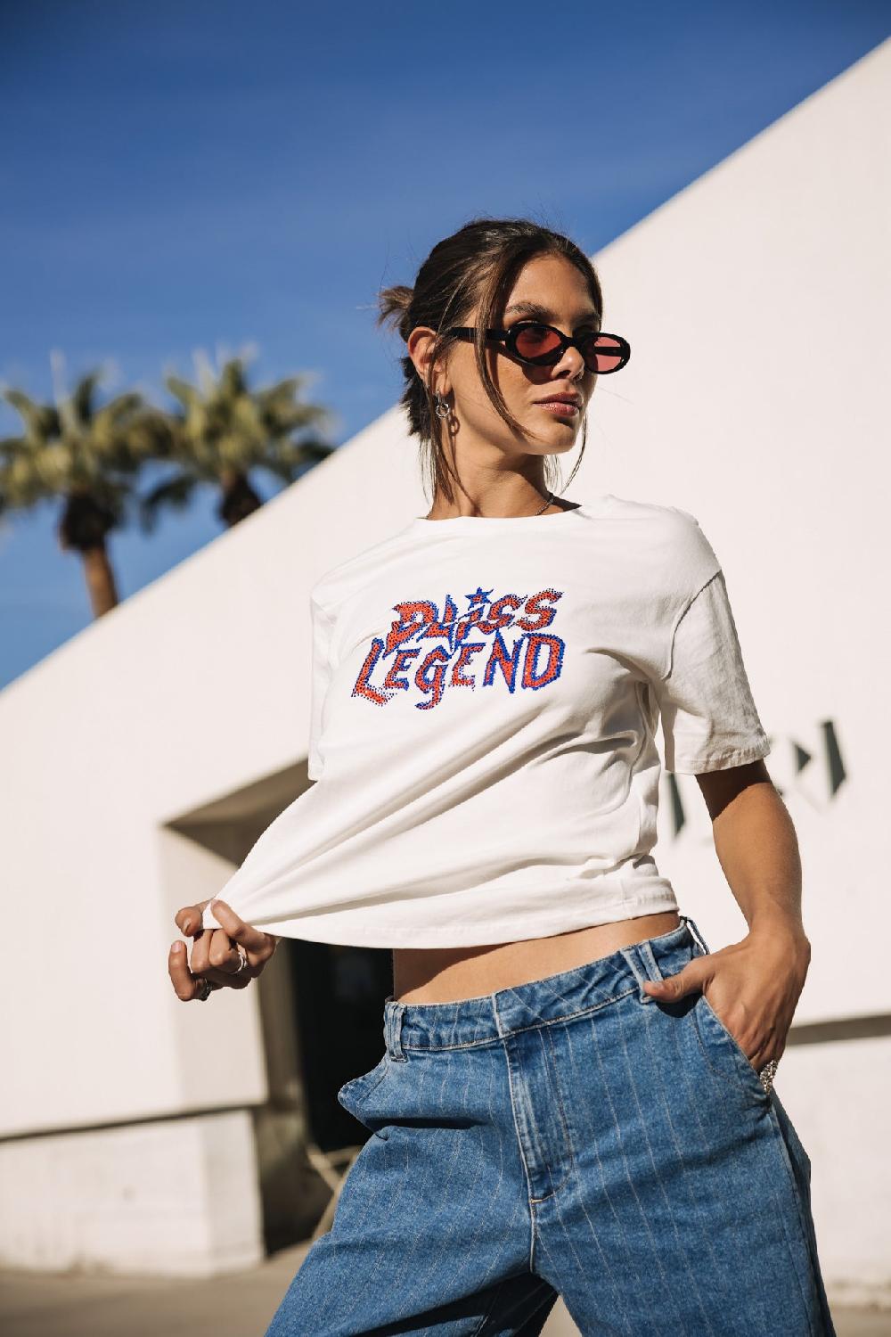 freeman t. porter Suria Bliss Legend T-shirt imprimé à strass Femme white