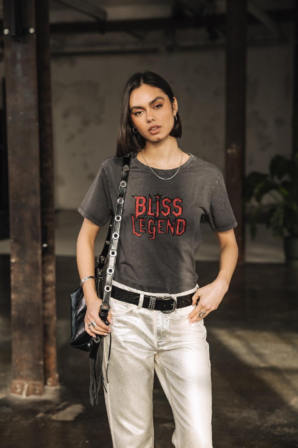 freeman t. porter Suria Bliss Legend T-shirt imprimé à strass Femme carbone