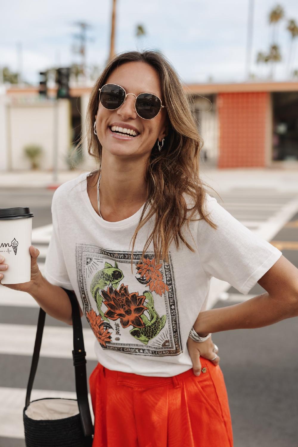 freeman t. porter Suria Carpe Koi T-shirt imprimé Femme off white