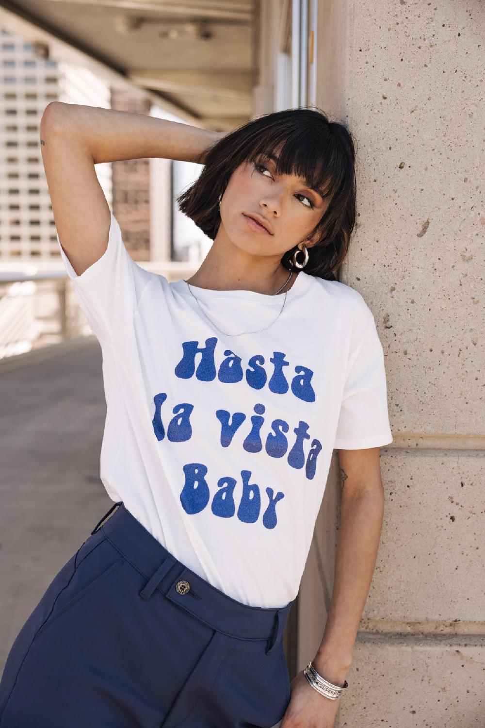 freeman t. porter Suria Hasta La Vista Glitter T-shirt imprimé Femme white