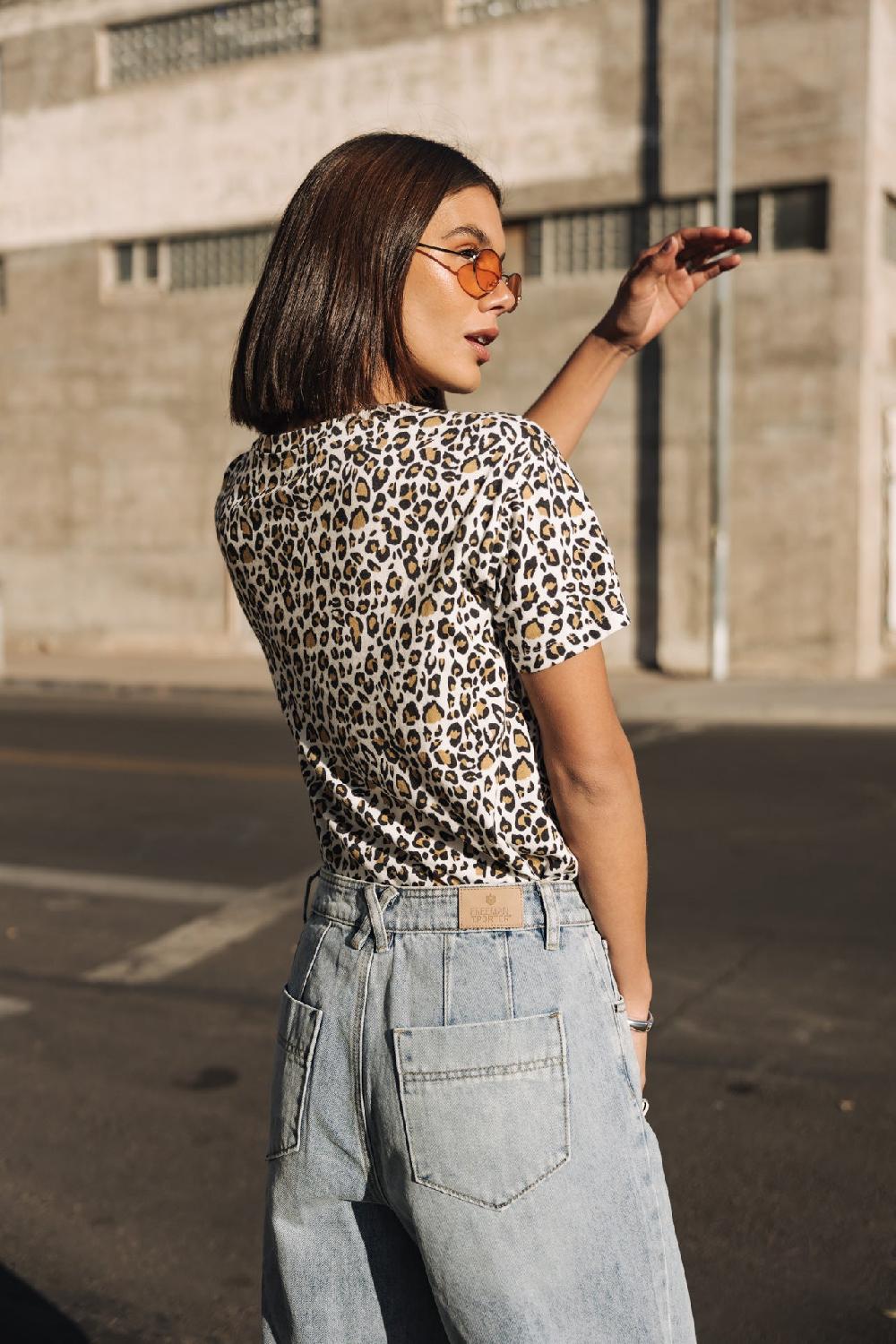 Freeman T. Porter Suria Leo Glitter T-shirt Imprimé Femme Off White