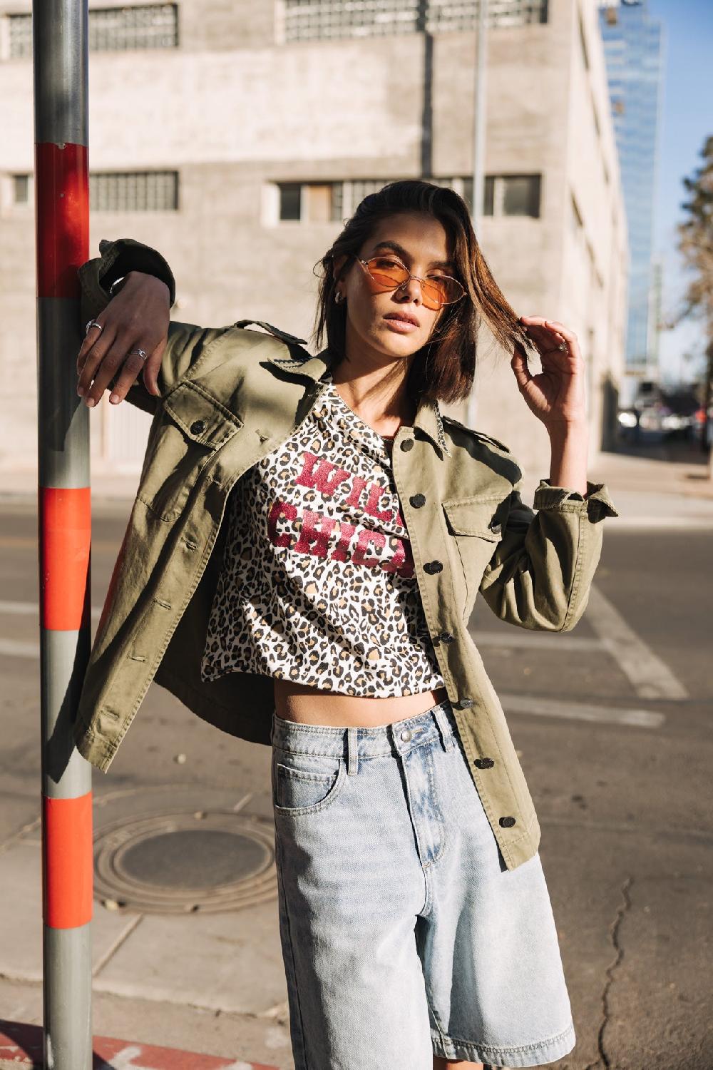 Freeman T. Porter Suria Leo Glitter T-shirt Imprimé Femme Off White