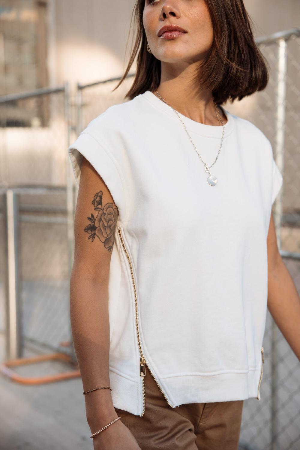 Freeman T. Porter Swanna Sweat Sans Manches Femme Off White