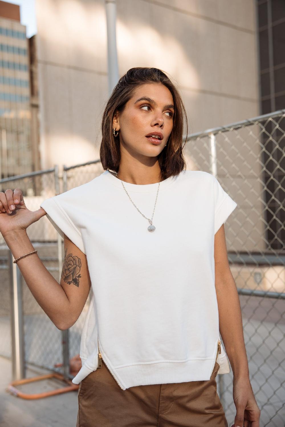 freeman t. porter Swanna Sweat sans manches Femme off white