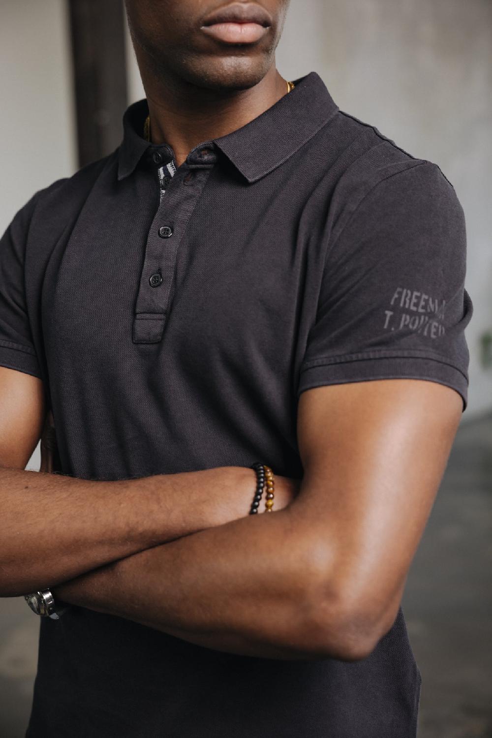 Freeman T. Porter Tadley Cotone Polo Brodé Homme Black
