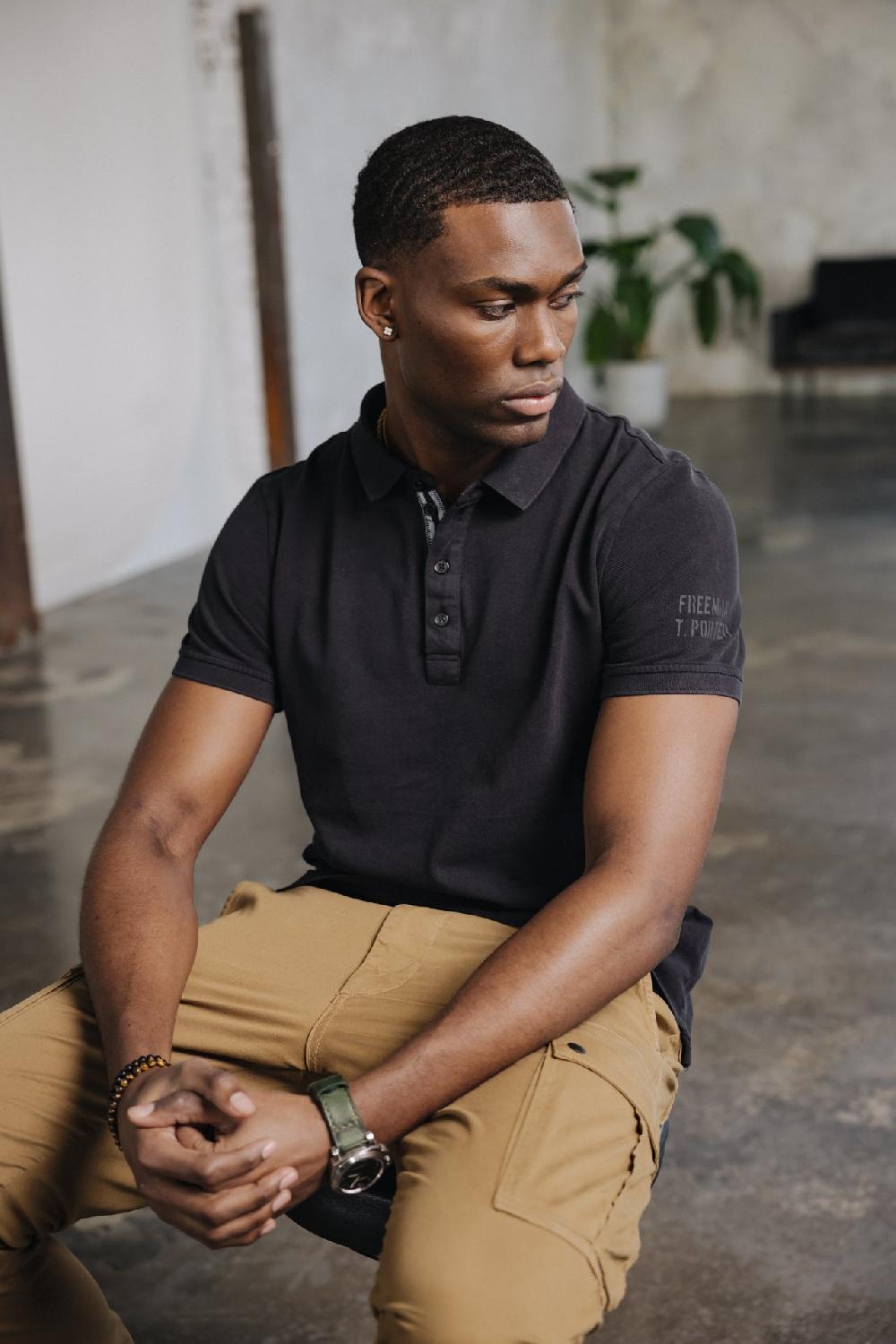 freeman t. porter Tadley Cotone Polo brodé Homme black