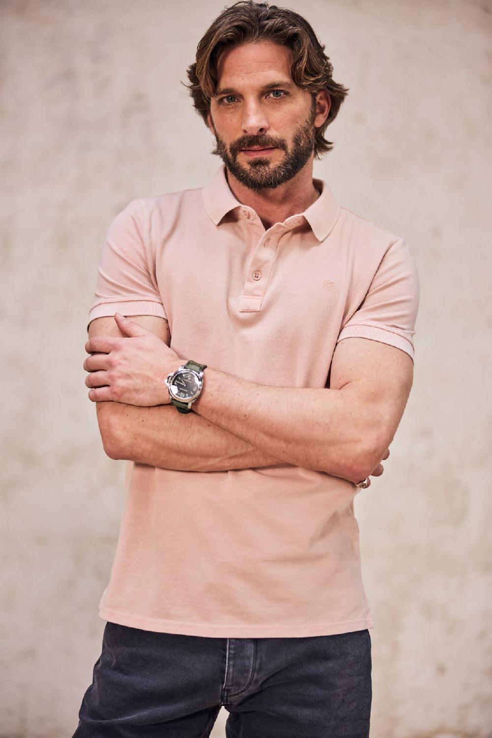 Freeman T. Porter Tadley Icon Polo Brodé Homme Dusty Pink