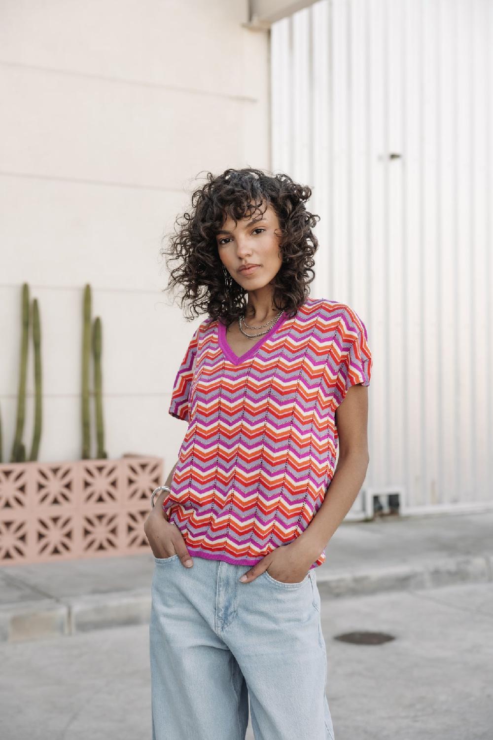 Freeman T. Porter Tanisse Waves T-shirt Esprit Crochet Femme Original