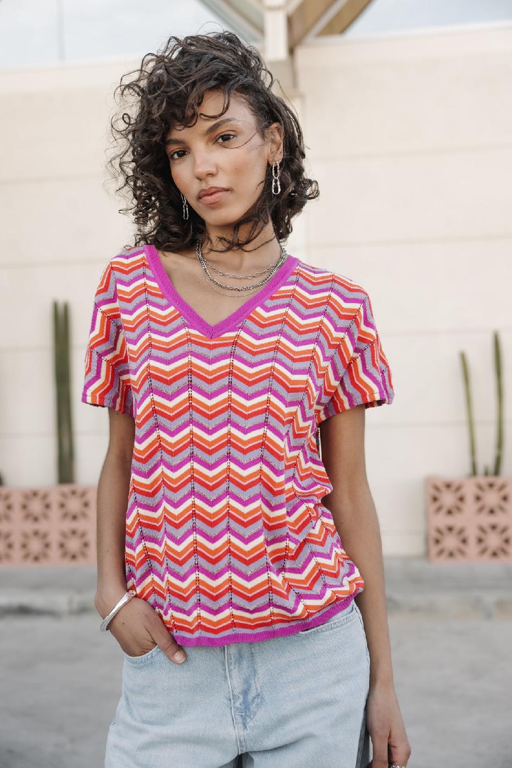 freeman t. porter Tanisse Waves T-shirt esprit crochet Femme original