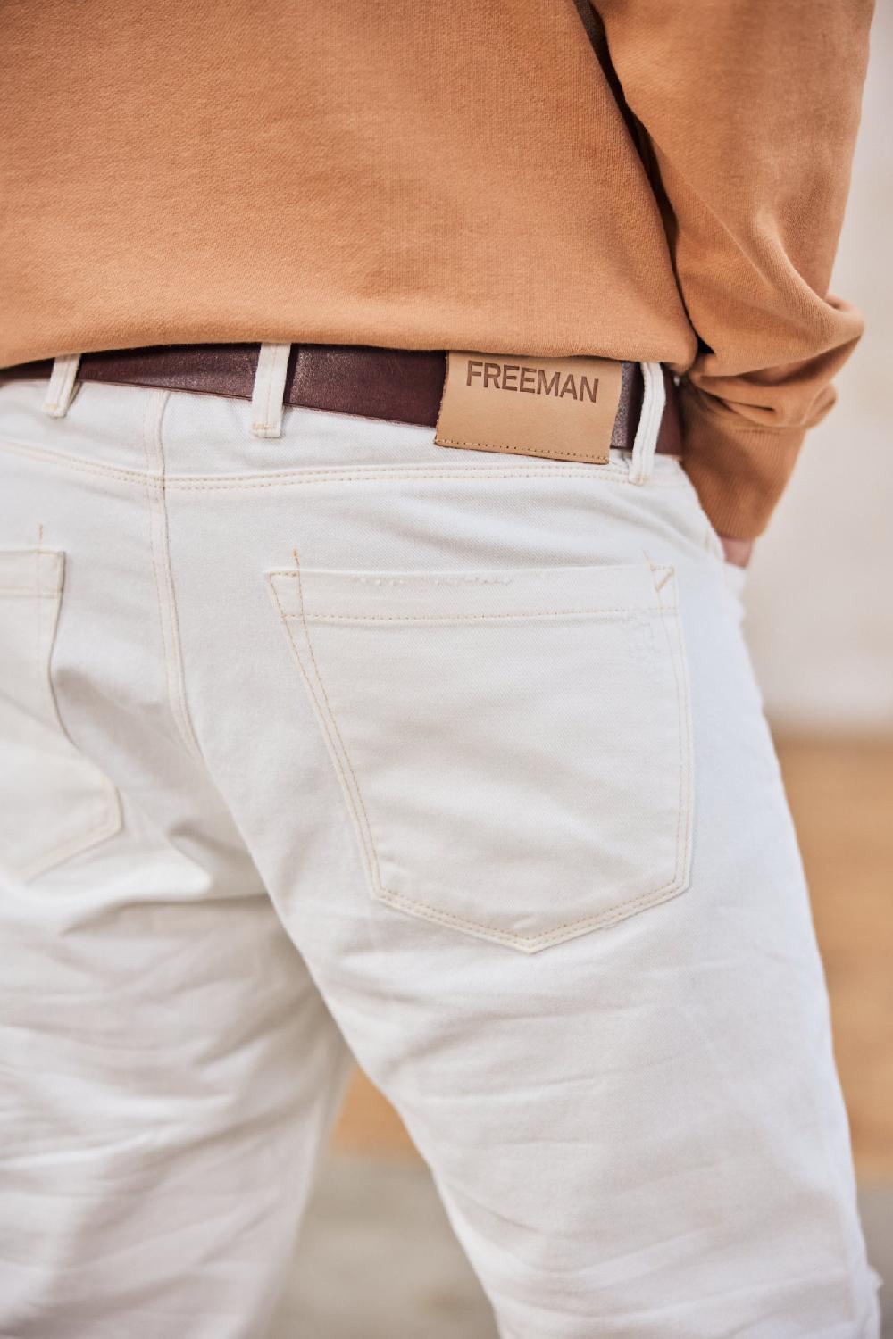 Freeman T. Porter Taquion Denim Jeans Cropped Homme Off White Destroy