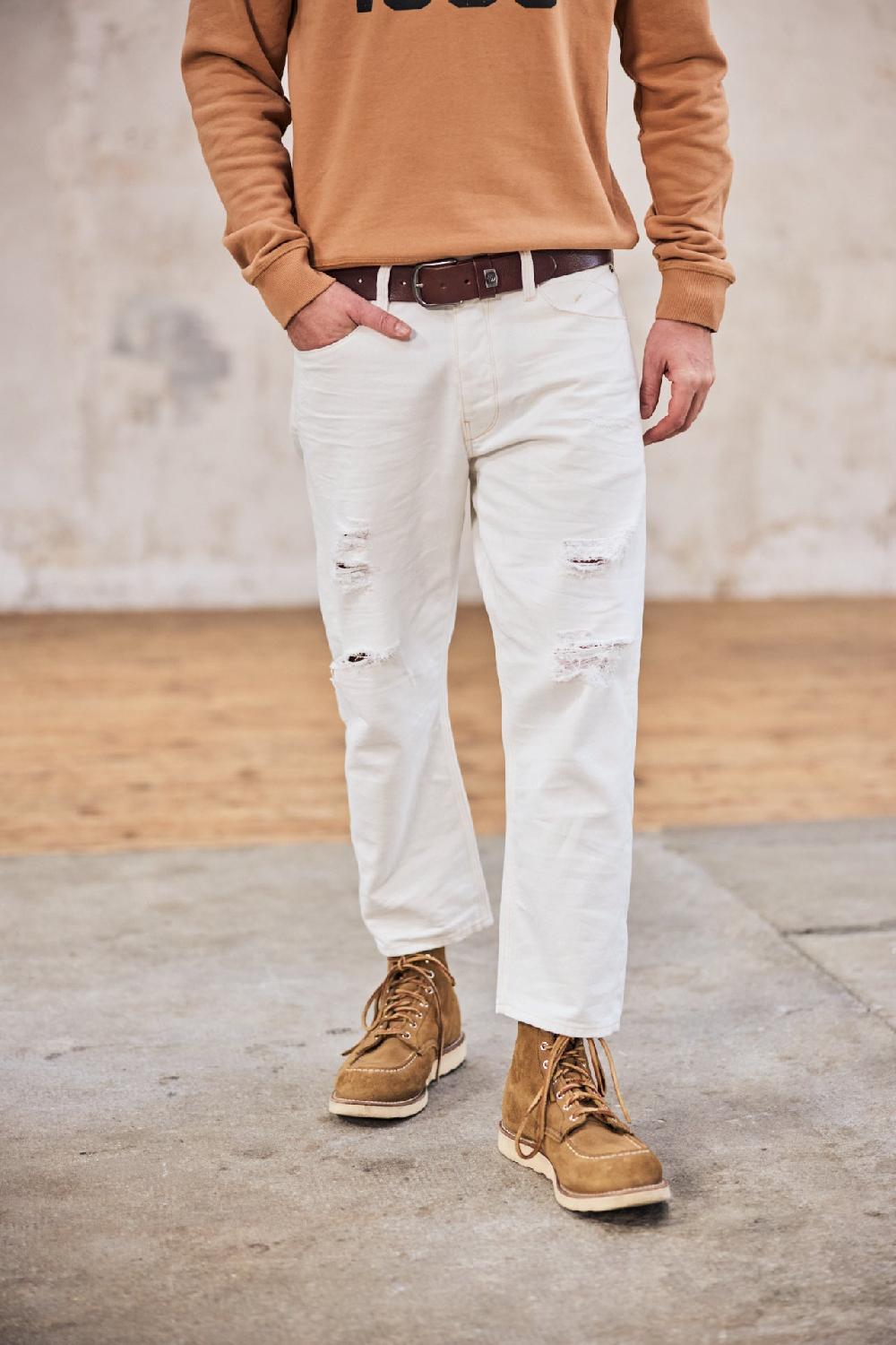 freeman t. porter Taquion Denim Jeans cropped Homme off white destroy freeman t. porter Taquion Denim Jeans cropped Homme off white destroy