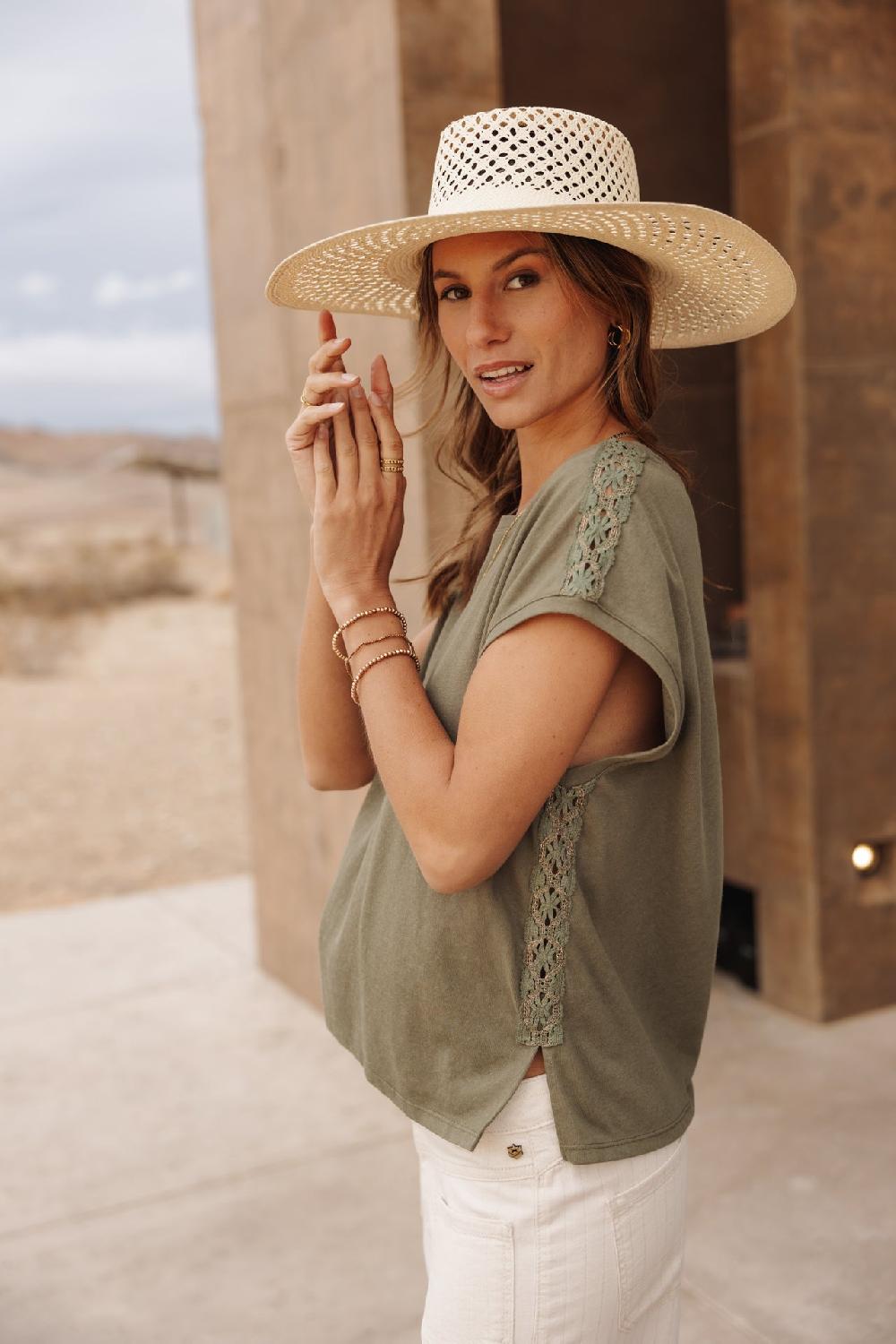 Freeman T. Porter Tarik Ribbon T-shirt Brodé Femme Deep Lichen Green