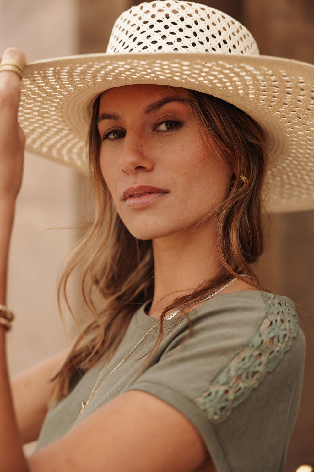 Freeman T. Porter Tarik Ribbon T-shirt Brodé Femme Deep Lichen Green