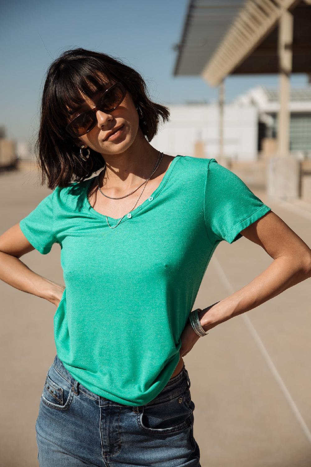 Freeman T. Porter Tarissa Icon T-shirt Logo En Strass Femme Deep Mint