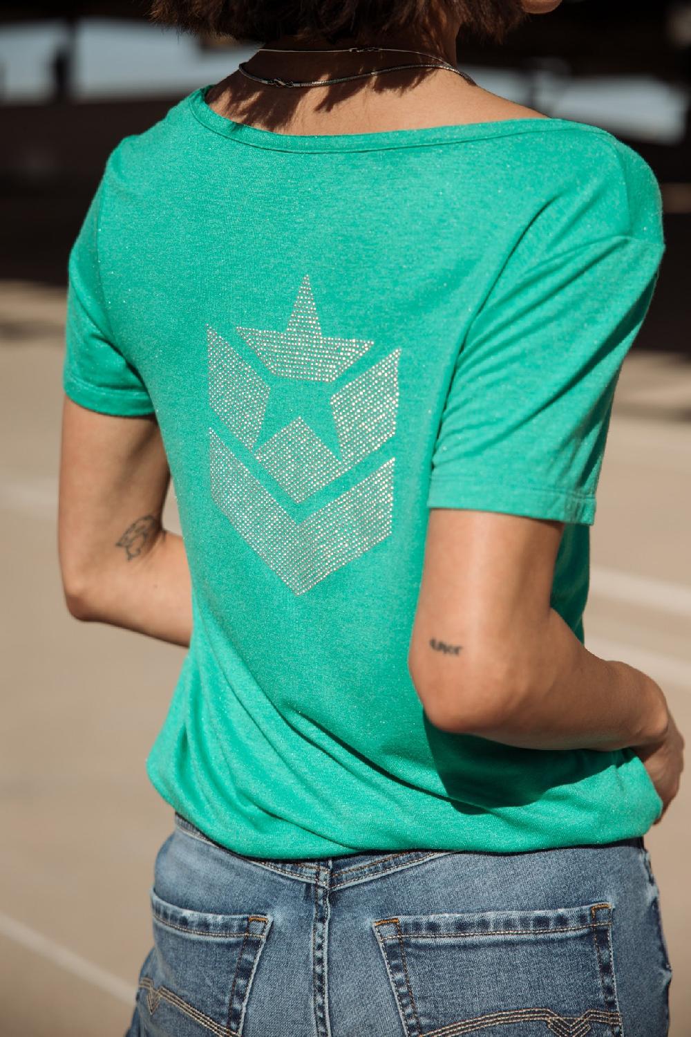 Freeman T. Porter Tarissa Icon T-shirt Logo En Strass Femme Deep Mint