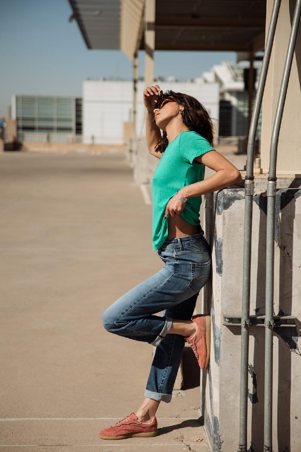 Freeman T. Porter Tarissa Icon T-shirt Logo En Strass Femme Deep Mint