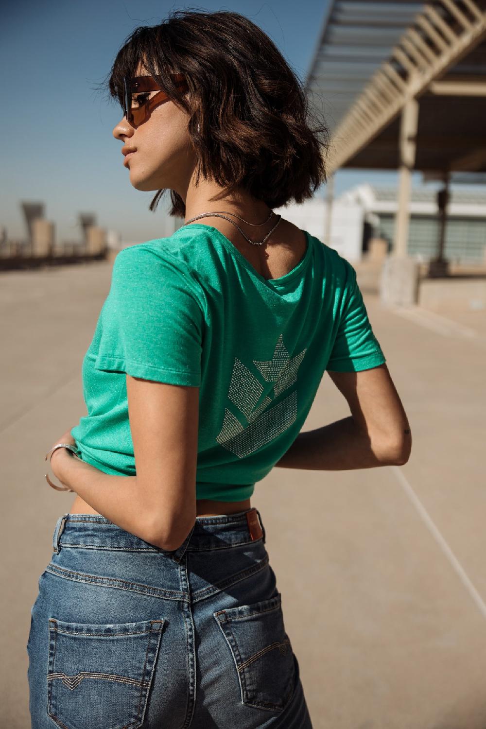 freeman t. porter Tarissa Icon T-shirt logo en strass Femme deep mint