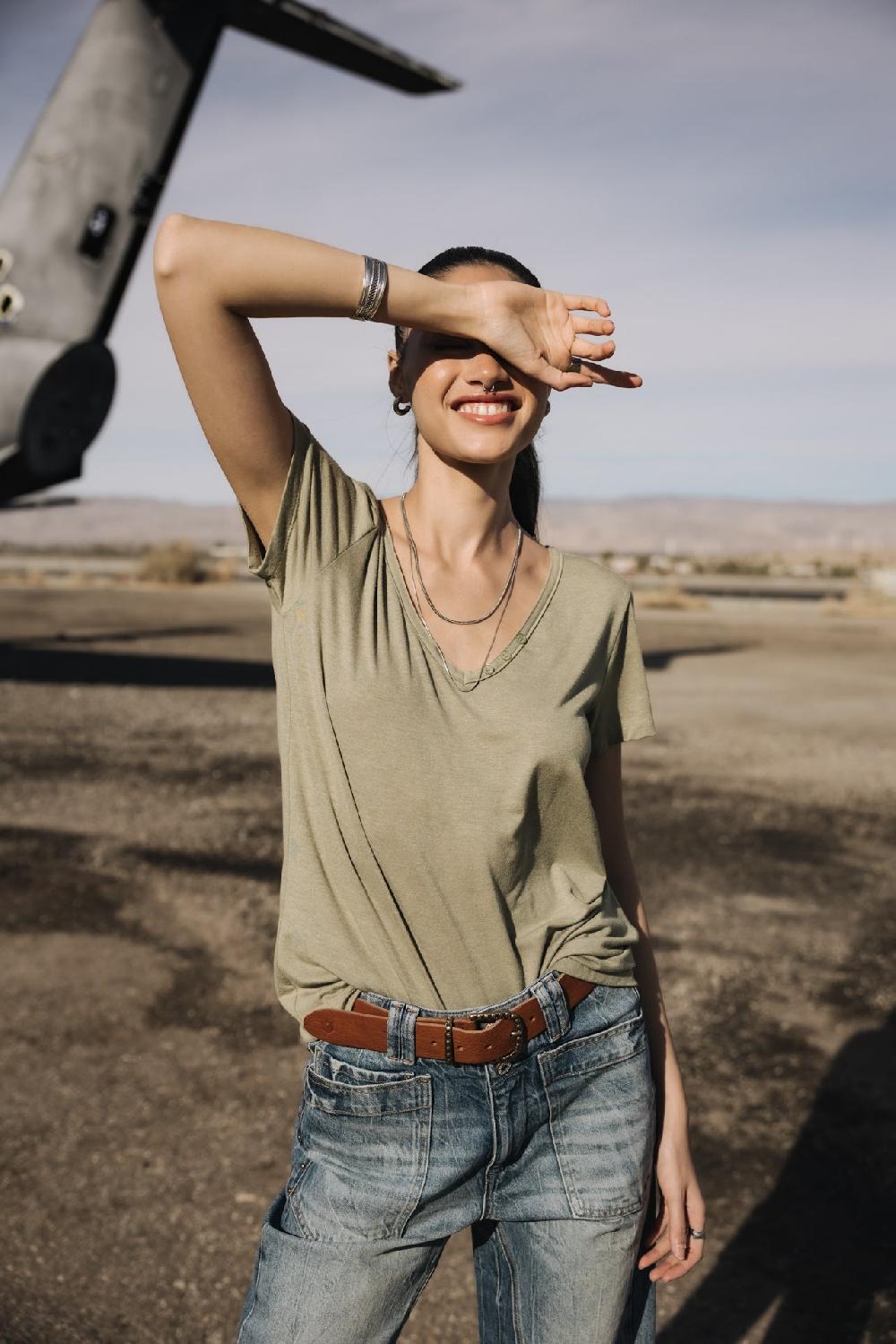 Freeman T. Porter Tarissa Icon T-shirt Logo En Strass Femme Light Khaki