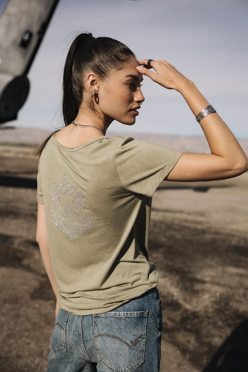 Freeman T. Porter Tarissa Icon T-shirt Logo En Strass Femme Light Khaki
