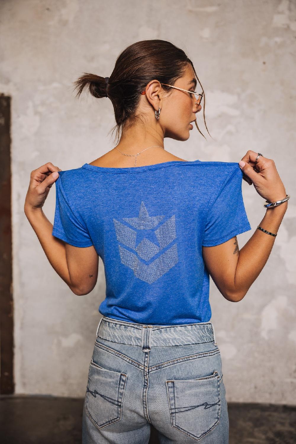 Freeman T. Porter Tarissa Icon T-shirt Logo En Strass Femme Princess Blue