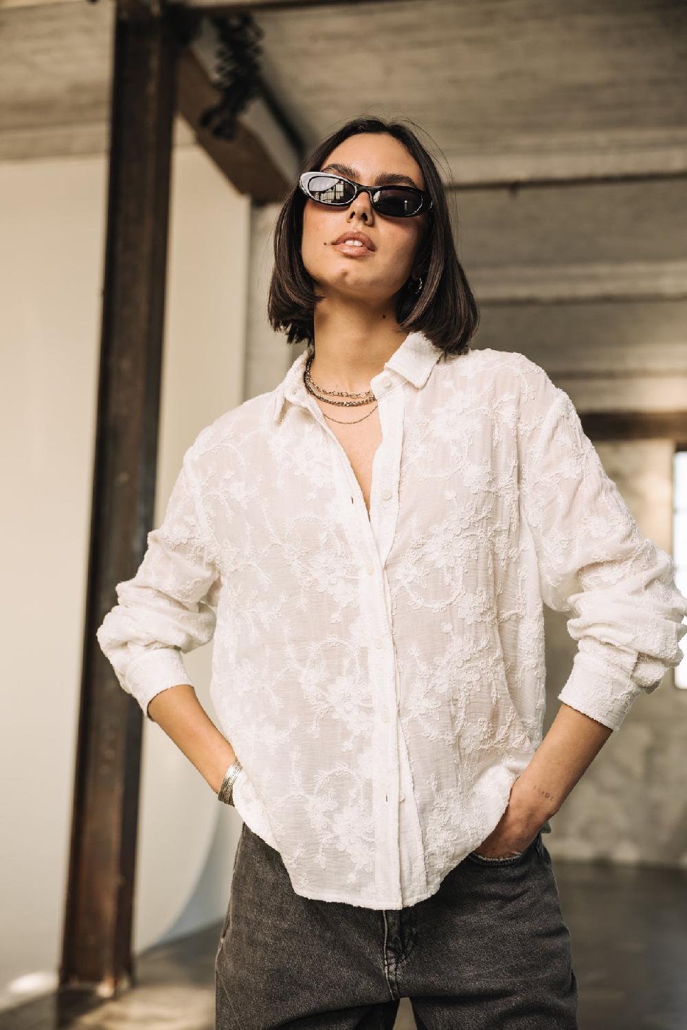 freeman t. porter Tickya Embroidery Chemise brodée Femme white