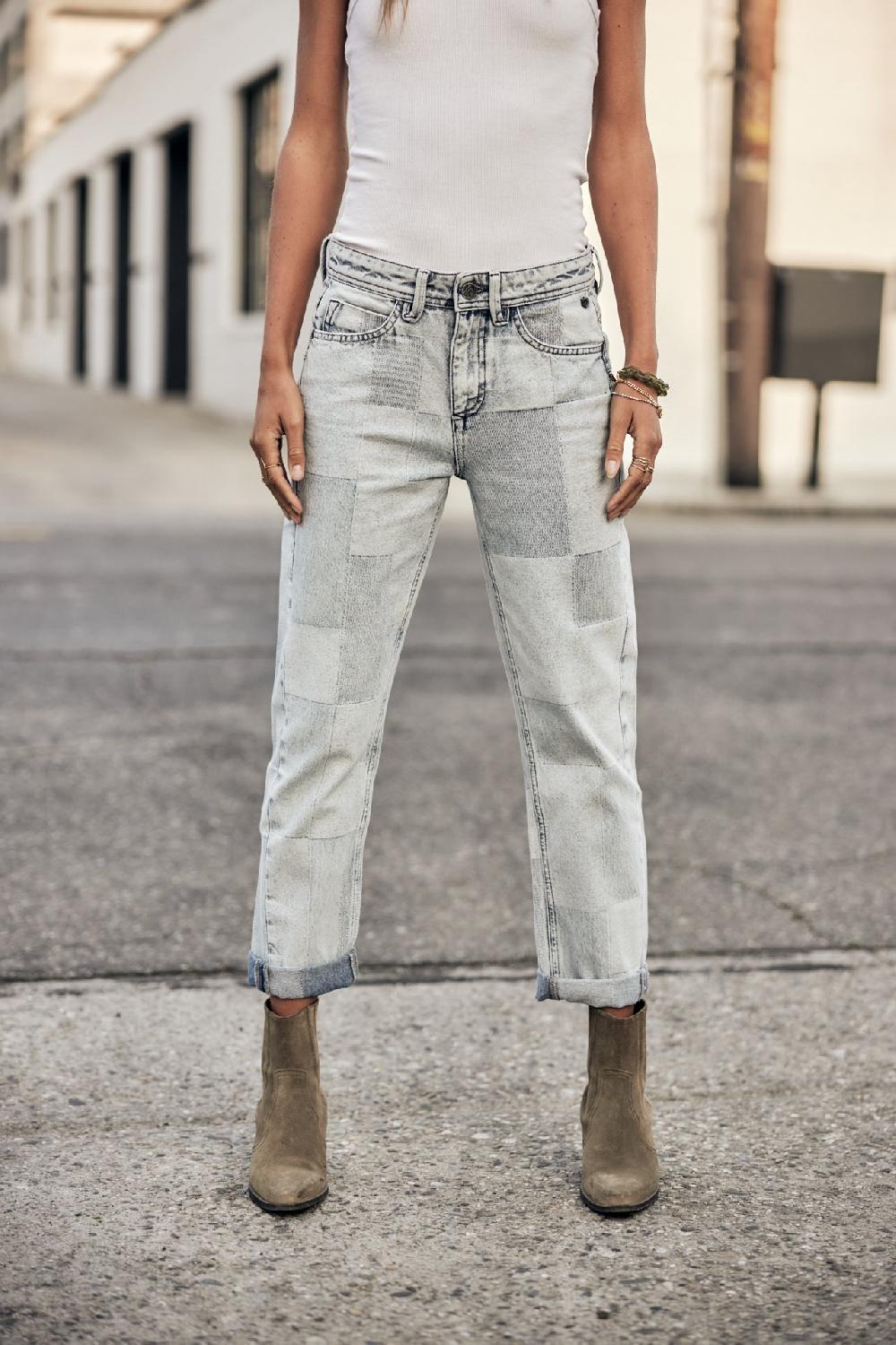 Freeman T. Porter Timea Denim Jeans Cropped Boyfriend Femme Braga Light Blue