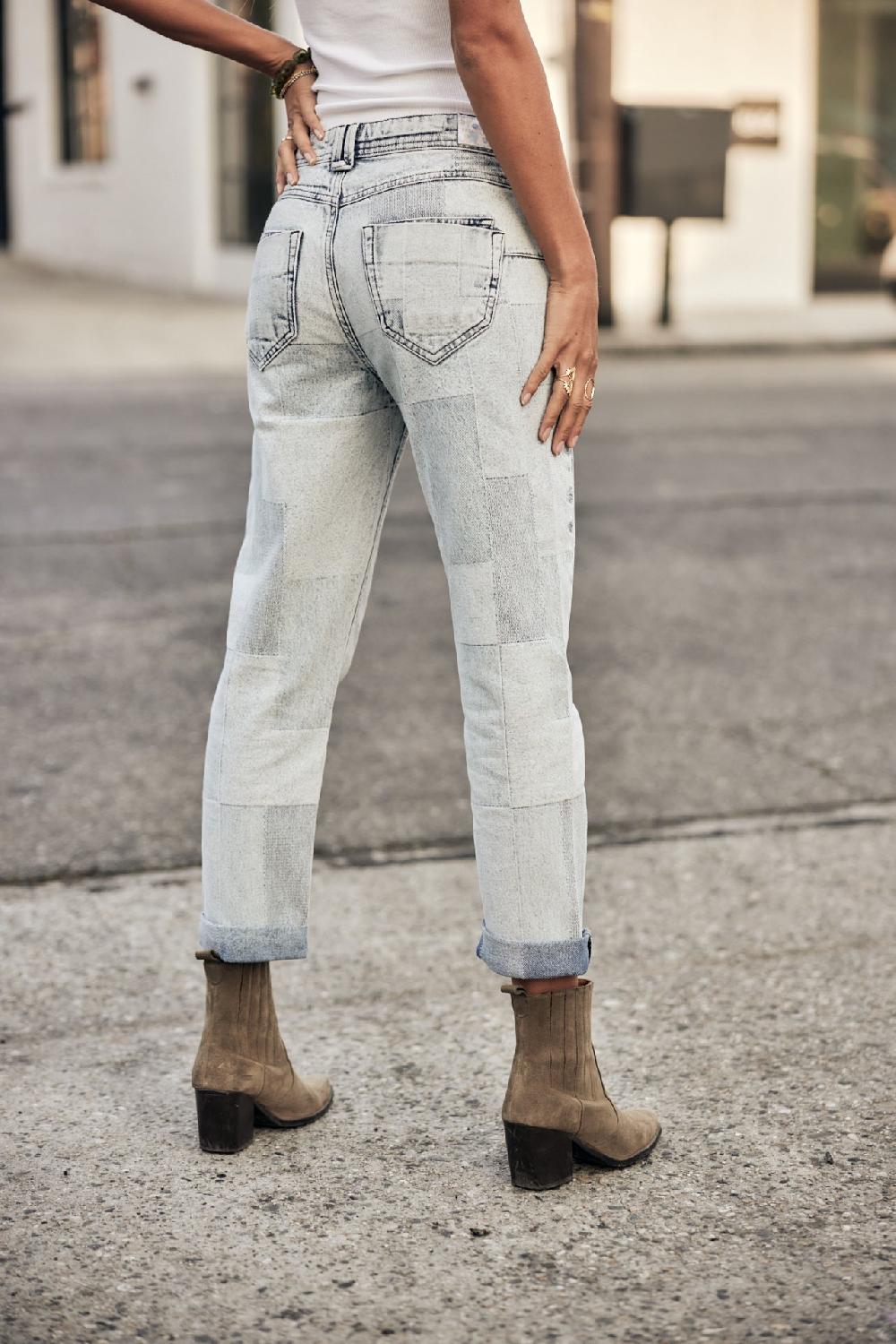 freeman t. porter Timea Denim Jeans cropped boyfriend Femme braga light blue