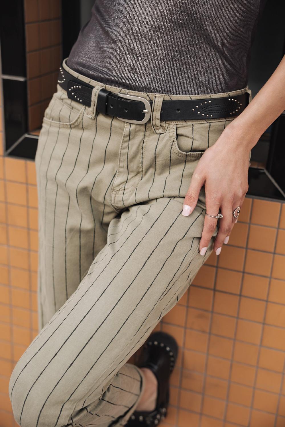 Freeman T. Porter Timea Paléole Pantalon Cropped Boyfriend Femme Deep Lichen Green